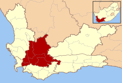 The Cape Winelands District Municipality is located in the Western Cape province, encompassing the area to the north-east of Cape Town.